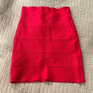 BCBG red bandage mini skirt